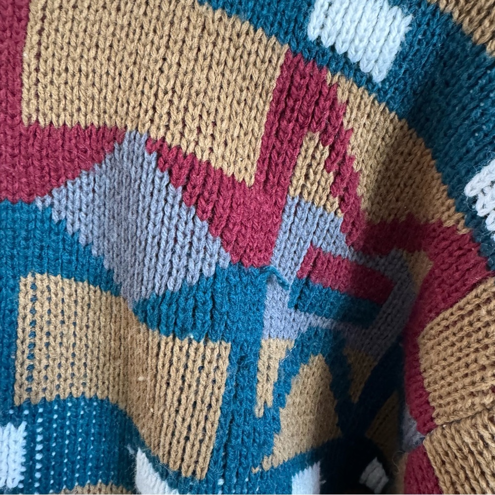Vintage 80s Grandpa Boxy Chunky Sweater Unisex Size S - Picture 2 of 8